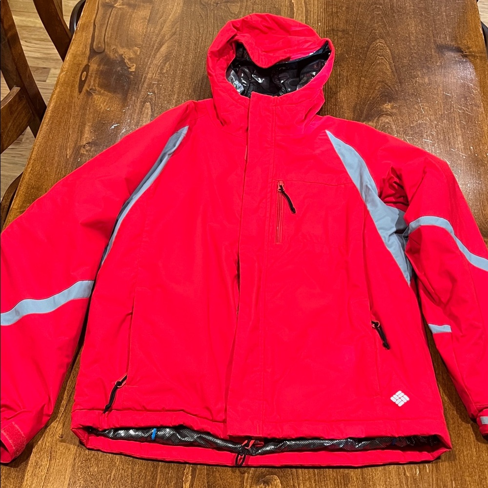 Columbia Red and Gray Hooded Jacket